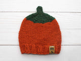 knitted orange pumpkin beanie thumbnail