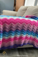Wavy Ripple Blanket: Berry Bliss Throw (Crochet) thumbnail