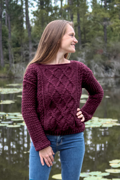 Crochet Kit - Cozy Cabled Sweater – Lion Brand Yarn