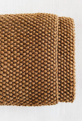 Close up of edge of knit throw, showing even selvedge edge and nubbly texture. thumbnail
