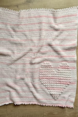 Full view of blanket showing heart in lower right corner and picot border. thumbnail