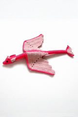 Full view of long crochet mermaid dragon. thumbnail