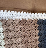 Close up of border and block stitch pattern on blanket. thumbnail