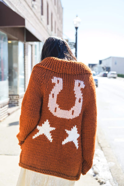 Lucky Horseshoe Shawl Collar Cardigan (Knit) – Lion Brand Yarn