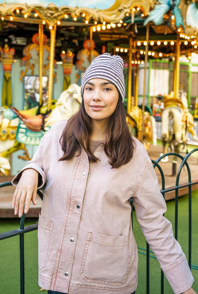 Cozy Striped Beanie (Knit) – Lion Brand Yarn display picture 2