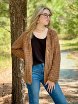 crochet sweater in nutmeg color thumbnail