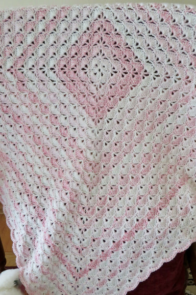 Whispers in Shell Pink Baby Blanket (Crochet) - Main Image
