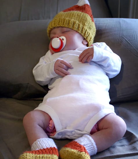 Candy Corn Hat and Booties Pattern (Knit)