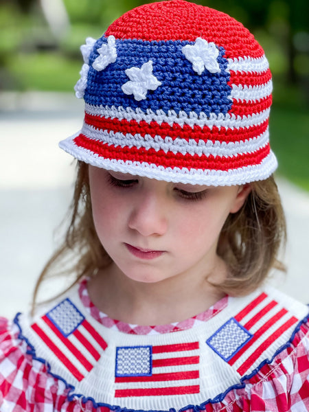 SisanDina Ecuador 100% Wool Handmade Crochet Bucket Hat American Flag Patriotic American Flag Crochet Bucket Hat Pattern (PDF) - Etsy main image 2
