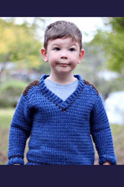 Kid's Saddle Shoulder Sweater (Crochet)