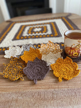 Crochet Kit - Autumn Table Cover & Leaf Coaster Set image 3 thumbnail