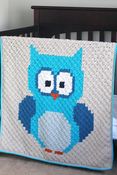 Baby Owl Corner-to-Corner (C2C) Blanket (Crochet)