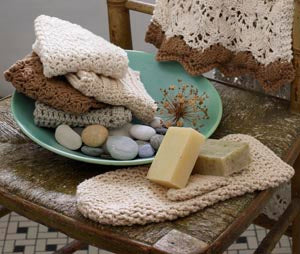 Bath Collection - Almond Back Loop Stitch Washcloth (Crochet)