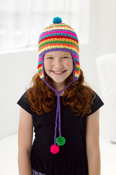 KOOTENAY KNITTING Colorful Wool Knit Earflap Chullo Hat Peruvian  main image 2