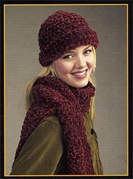 Cuddle Up Ribbed Scarf and Brimmed Hat Pattern (Crochet)