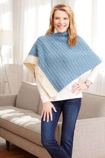 Simple Two-Color Poncho (Crochet) – Lion Brand Yarn