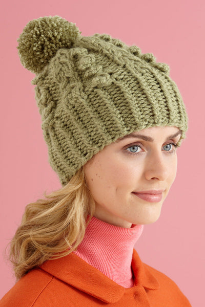 Cable Vision Hat Pattern (Knit) - Version 1 – Lion Brand Yarn