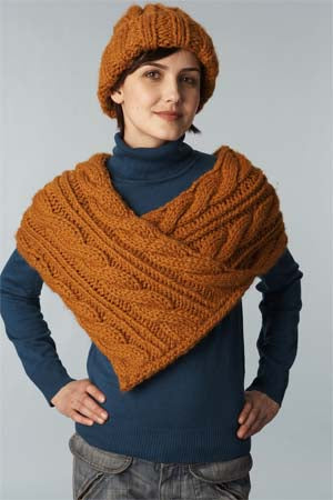 Cabled Wrap And Hat Pattern (Knit) - Version 1