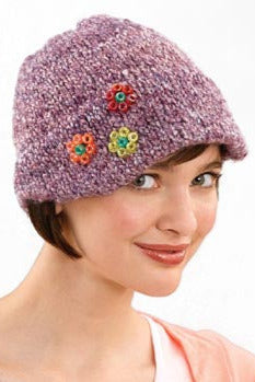 Cap with Little Beaded Flowers Pattern (Knit) – Lion Brand Yarn