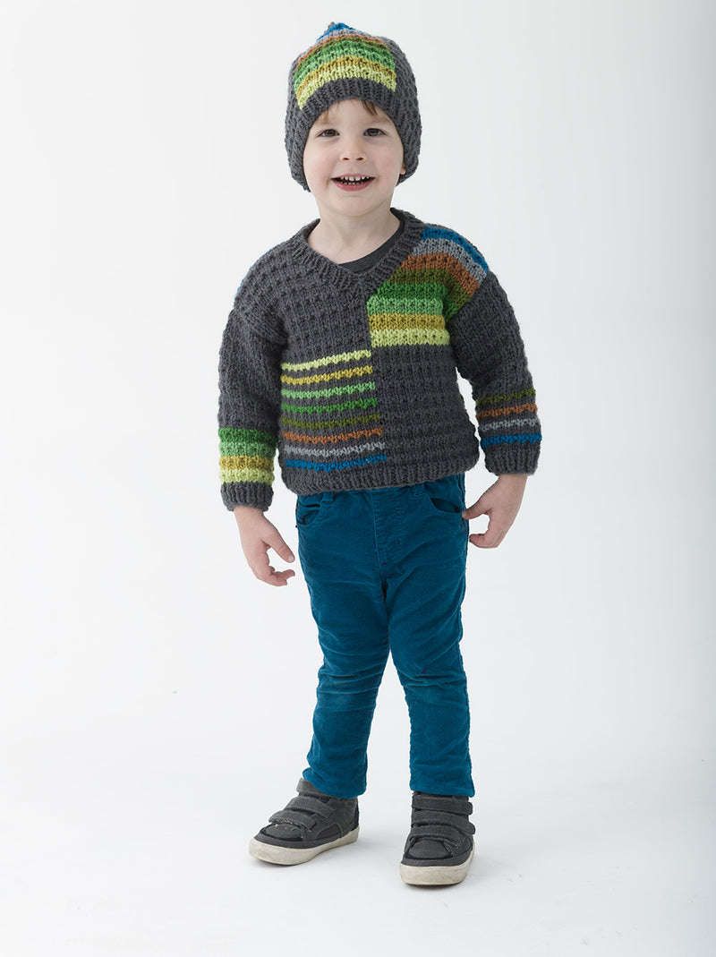 Colorblock Pullover And Hat Pattern (Knit)