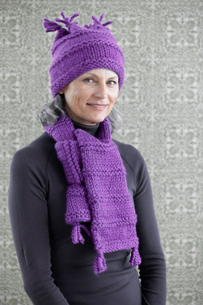 Purple scarf with knitted  beanie Wool Beanie Womens Hat Scarf Set Purple Scarf Women Chunky  main image 2