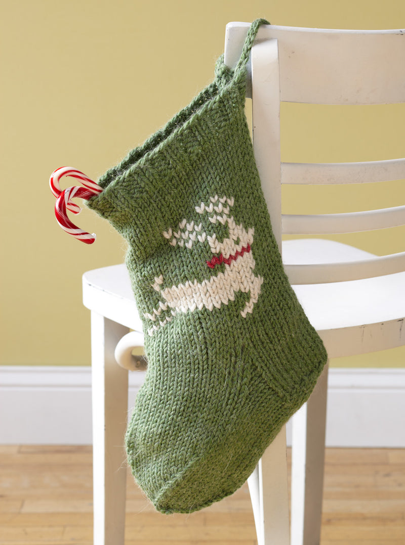 Festive Reindeer Stocking (Knit)