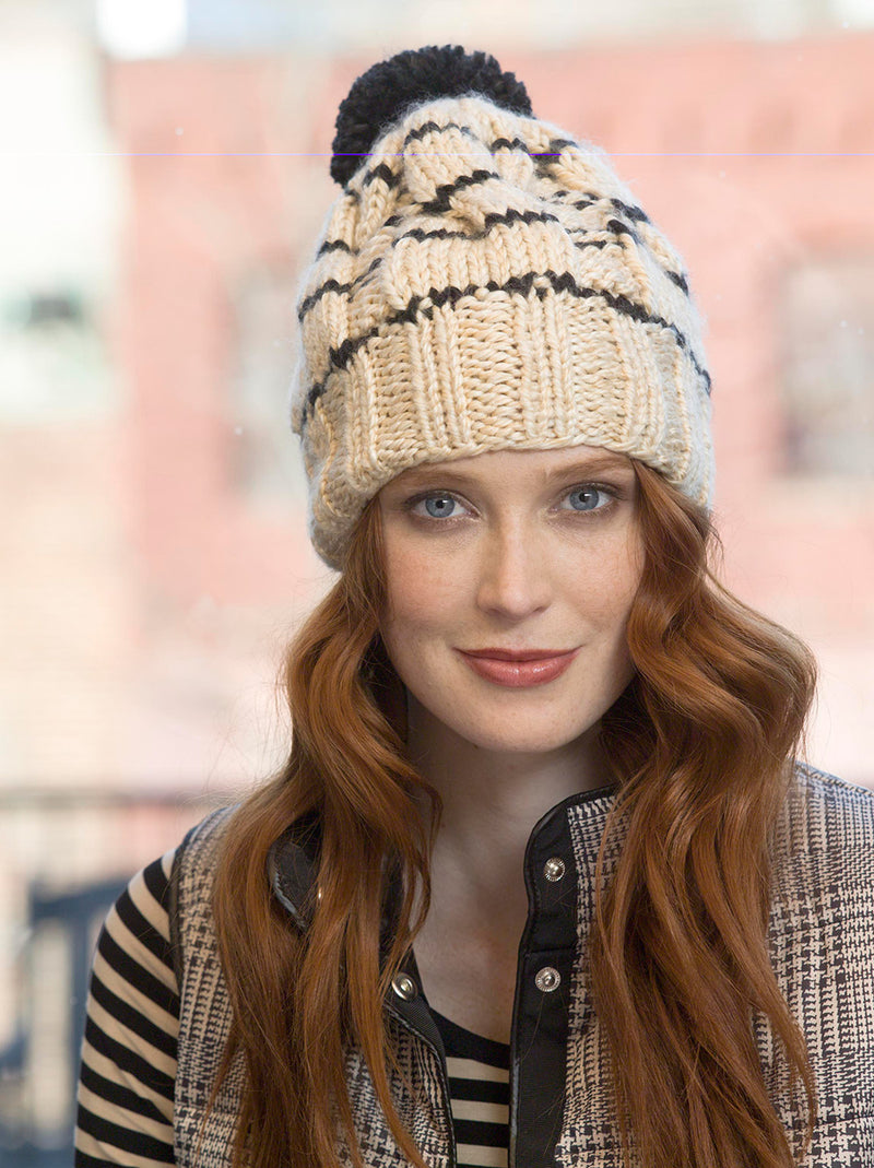 Striped Cable Hat Pattern (Knit)