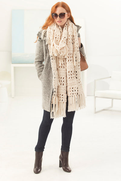 Lorelei Fringed Super Scarf (Crochet) – Lion Brand Yarn