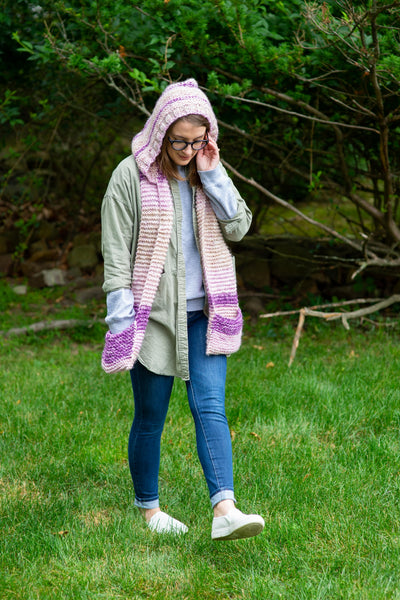 Afton Hooded Scarf (Knit) – Lion Brand Yarn