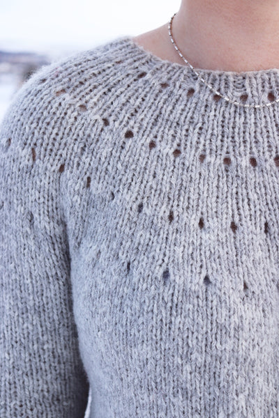 Knit Kit - Easy Eyelet Yoke Sweater – Lion Brand Yarn 