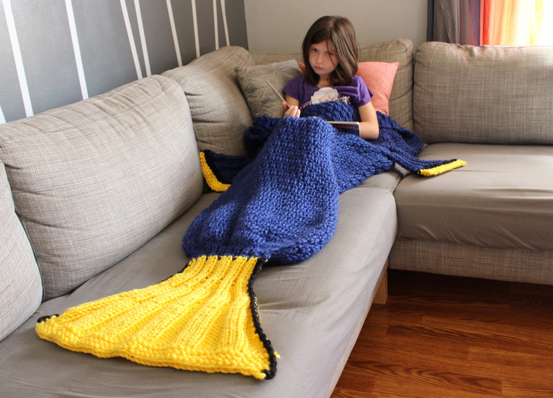 Knit Kit - Blue Fish Blanket