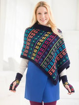 Updated Colorwork Poncho And Fingerless Gloves (Knit) thumbnail