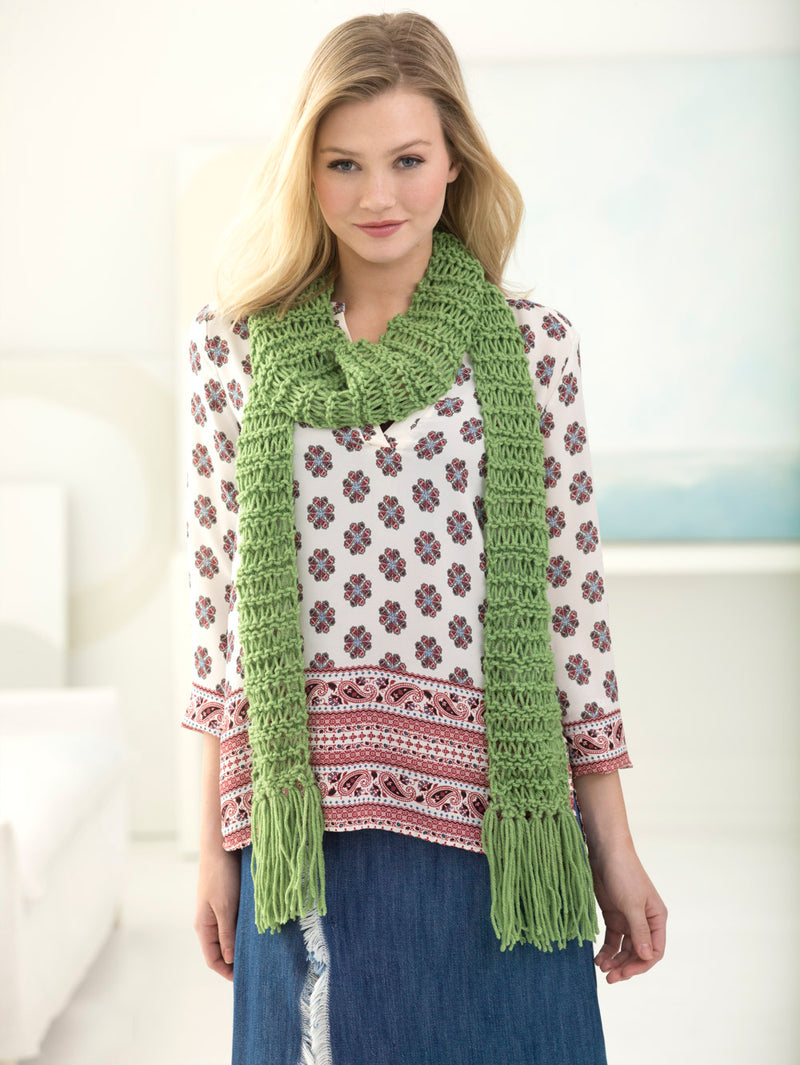 Fringed Light And Open Scarf (Knit)