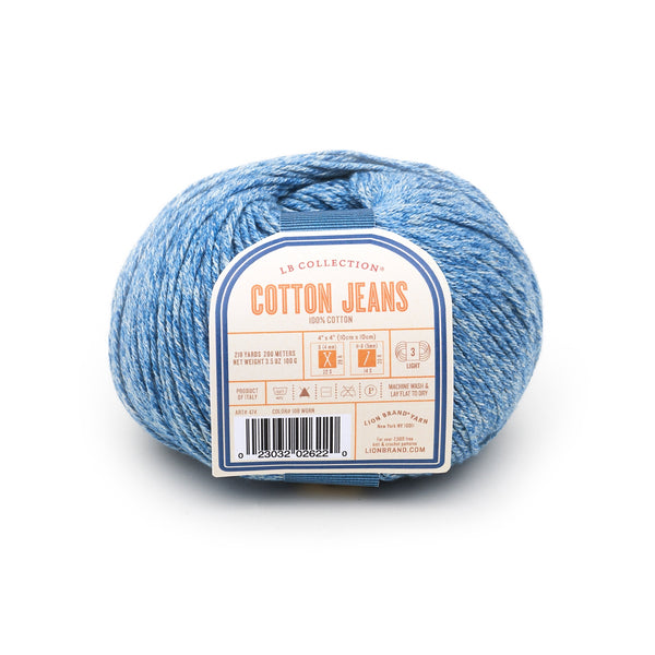 Lion Brand 24/7 Cotton Yarn, Yarn for Knitting, Crocheting, and Crafts,  Denim, 3 Pack