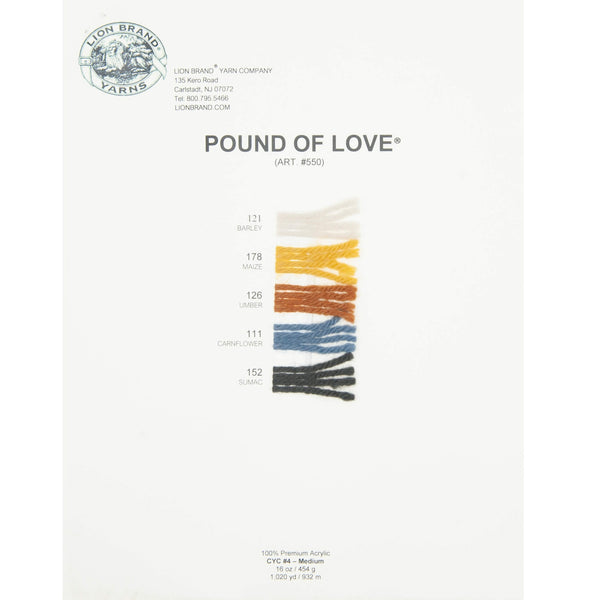 Pound of Love Yarn Lion Brand Color Cherry 16 Oz 454g 1020yd 932M
