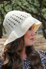 Crochet Hat Worn By A Woman thumbnail