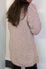 woman wearing crochet sweater thumbnail