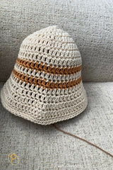 Easy Bucket Hat Pattern cream and tan (Crochet) thumbnail