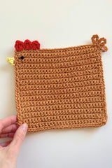 handmade chicken crochet trivet thumbnail