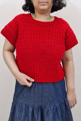 Woman Wearing Red Crochet Top thumbnail