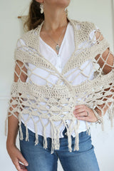 Crochet Shawl Worn By A Woman thumbnail