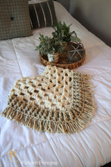 crocheted yellow light shade poncho scarf thumbnail