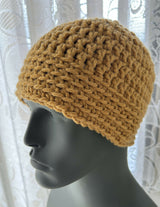 beanie made with chunky yarn on mannequin head thumbnail