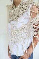 Crochet Shawl Worn By A Woman thumbnail