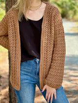 crochet sweater in nutmeg color thumbnail