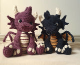 2 crochet amigurumi stuffed animal of a dragons thumbnail
