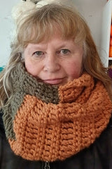 Crochet Cowl Worn By A Woman thumbnail