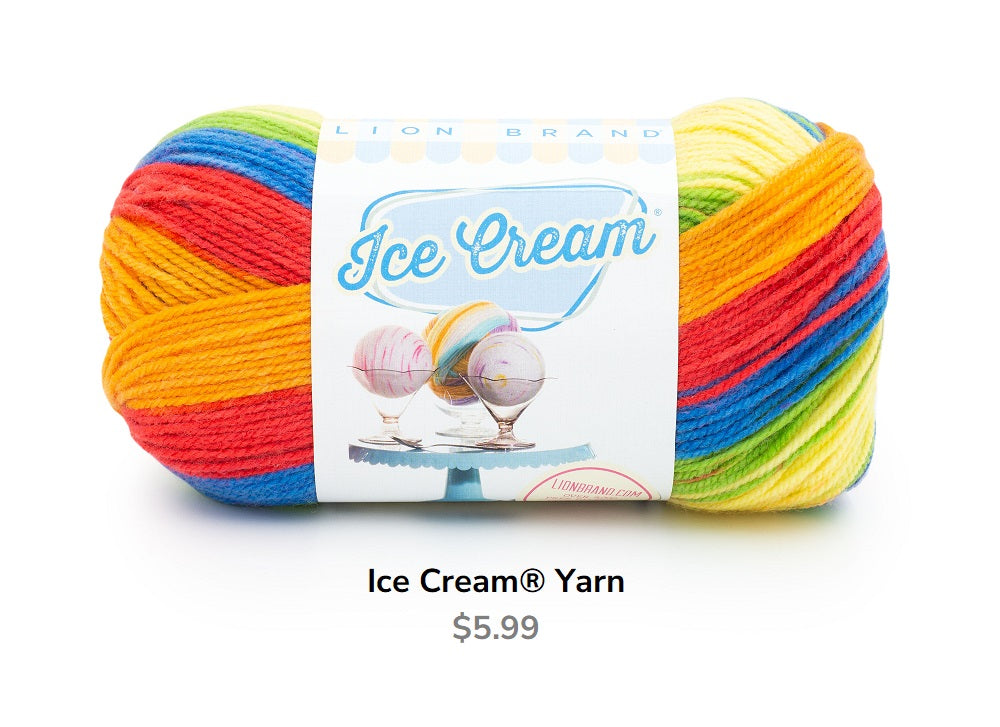 (1 Skein) Lion Brand Yarn Ice Cream Cotton Blend Yarn, Strawberry