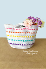white crochet bag with colorful pattern thumbnail