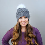 Crochet Beanie Worn By A Woman thumbnail
